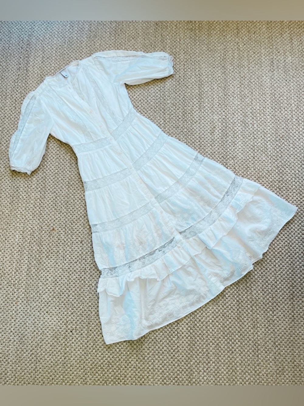 LoveShackFancy for Target White Eyelet Lace Midi Dress Size 0 100% Cotton - Picture 2 of 10